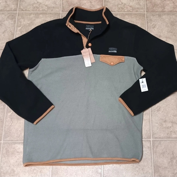 Men's Black and Gray Free Nature Pullover Jacket NWT - Picture 1 of 5